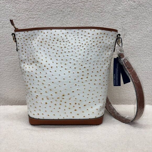 DOONEY & BOURKE Hobo Handbag in Bone Italian Leather Ostrich NEW - Picture 9 of 12